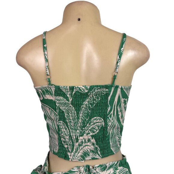 Rachel Zoe Womens Green Linen Rayon Leaf Print Crop Top & Wrap Skirt Set XS 2pc - Picture 6 of 16